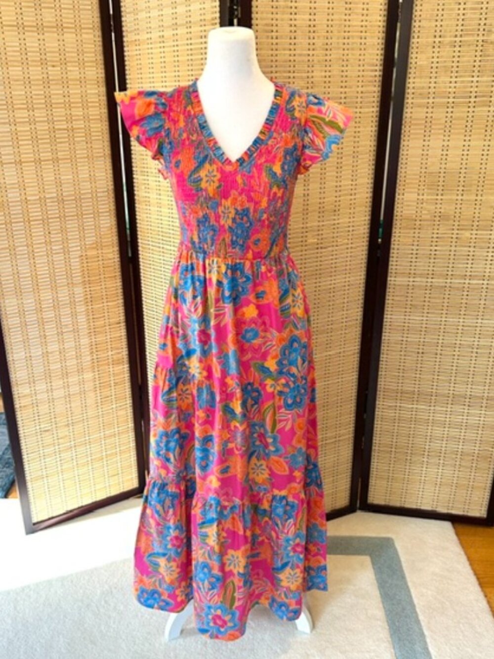 Sugar Lips Floral Maxi Dress – Bright Pink Multi – NWT – Size XS